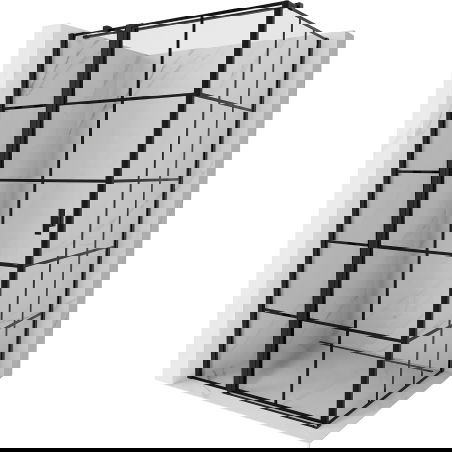 Mexen Mist T Duschkabine aufklappbar links 75 x 70 cm, schwarzes Gitter, schwarz - 8A4T-075-070-70-77-L