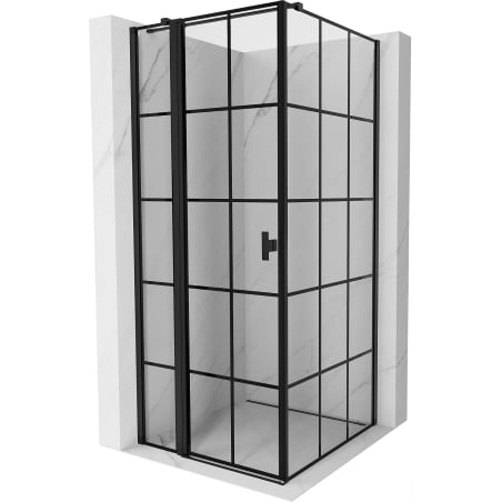 Mexen Mist T cabine de douche pivotante gauche 80 x 80 cm, grille noire, noir - 8A4T-080-080-70-77-L