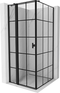 Mexen Mist T cabine de douche pivotante gauche 85 x 85 cm, grille noire, noire - 8A4T-085-085-70-77-L