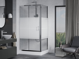Mexen Apia kabina prysznicowa rozsuwana 120 x 90 cm, pasy, chrom + brodzik Rio - 840-120-090-01-20-4510