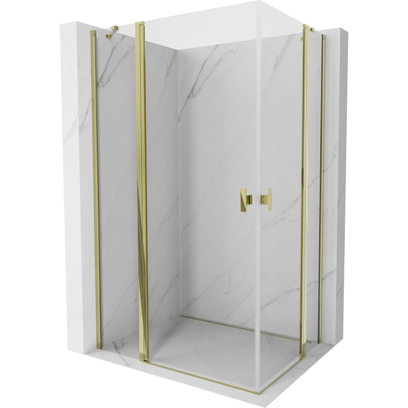 Mexen Mist Duo zakretena tuš kabina 100 x 80 cm, prozirna, zlatna - 8A4-100-080-50-00