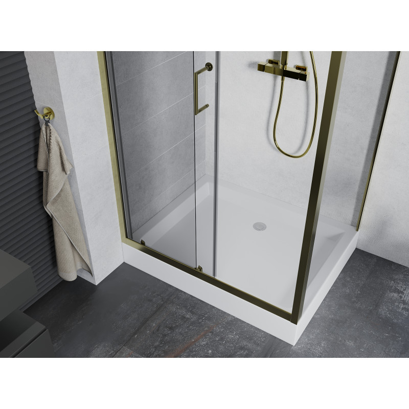 Mexen Apia cabine de douche coulissante 120 x 80 cm, transparent, or + receveur Rio - 840-120-080-50-00-4510