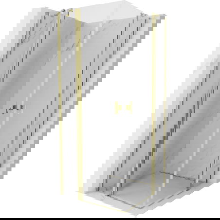 Mexen Mist Duo Duschkabine schwenkbar 95 x 95 cm, transparent, gold - 8A4-095-095-50-00