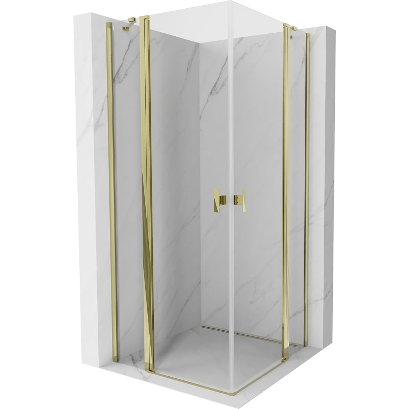 Mexen Mist Duo cabine de douche pivotante 110 x 110 cm, transparente, or - 8A4-110-110-50-00