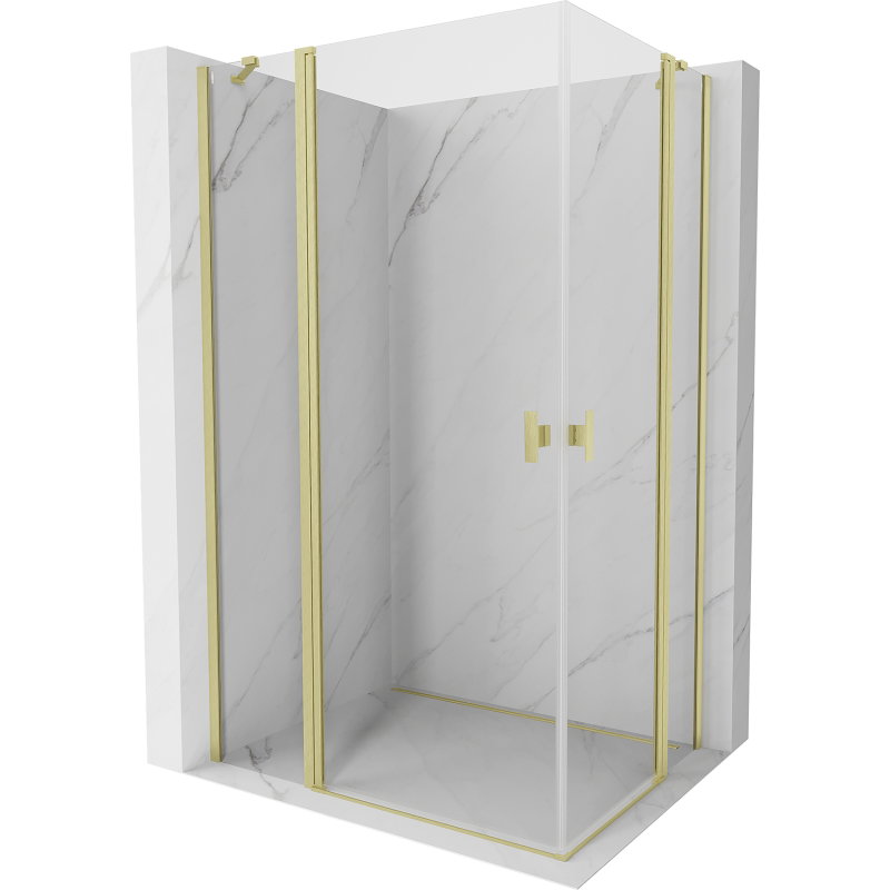 Mexen Mist Duo Hinged Shower Enclosure 120 x 75 cm, Transparent, Brushed Gold - 8A4-120-075-55-00