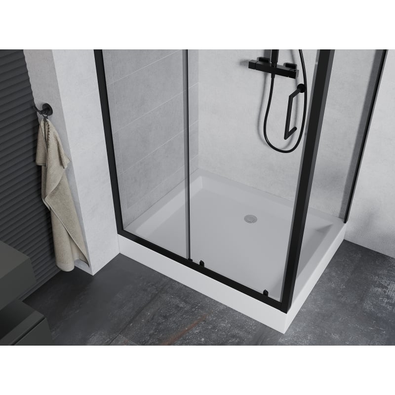 Mexen Apia klizna tuš kabina 100 x 80 cm, prozirna, crna + tuš kada Rio - 840-100-080-70-00-4510