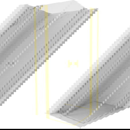 Mexen Mist Duo Duschkabine schwenkbar 85 x 85 cm, transparent, gebürstetes Gold - 8A4-085-085-55-00
