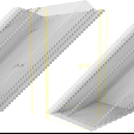 Mexen Mist Duo Duschkabine klappbar 90 x 85 cm, transparent, gebürstetes Gold - 8A4-090-085-55-00