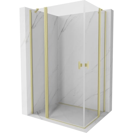 Mexen Mist Duo Duschkabine schwenkbar 95 x 85 cm, transparent, gebürstetes Gold - 8A4-095-085-55-00