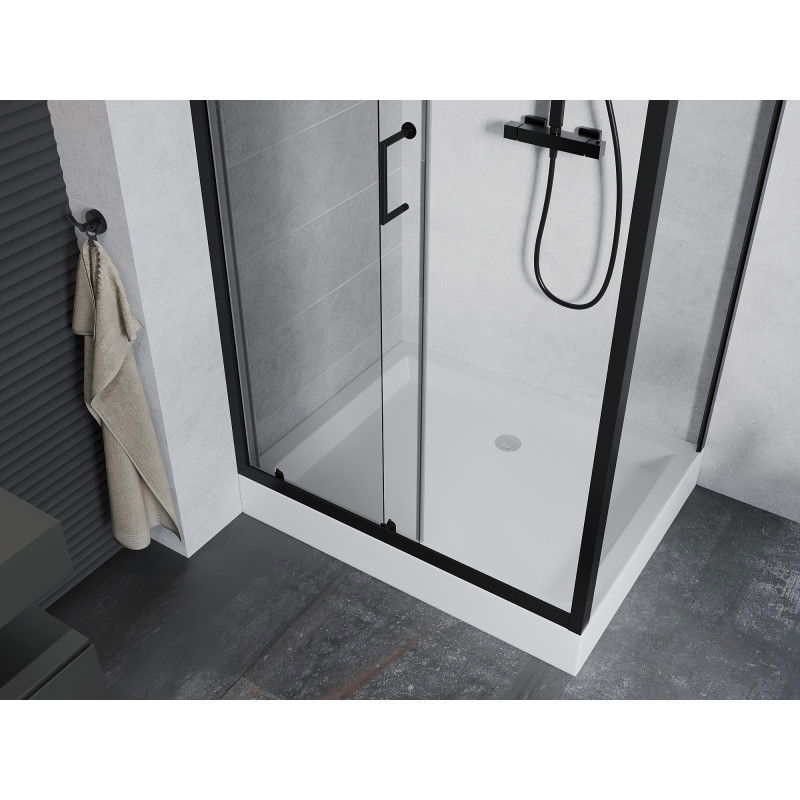 Mexen Apia cabine de douche coulissante 120 x 80 cm, transparent, noir + receveur Rio - 840-120-080-70-00-4510