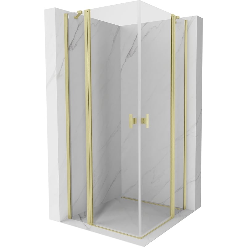 Mexen Mist Cabine de duche Duo de abrir 95 x 95 cm, transparente, dourado escovado - 8A4-095-095-55-00