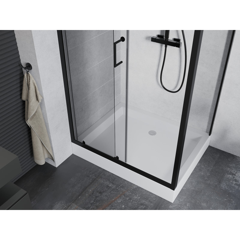Mexen Apia cabine de douche coulissante 120 x 90 cm, transparent, noir + receveur Rio - 840-120-090-70-00-4510