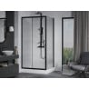 Mexen Apia skjutbar duschkabin 120 x 90 cm, transparent, svart + Rio duschkar - 840-120-090-70-00-4510