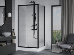 Mexen Apia sliding shower cabin 120 x 90 cm, transparent, black + Rio shower tray - 840-120-090-70-00-4510