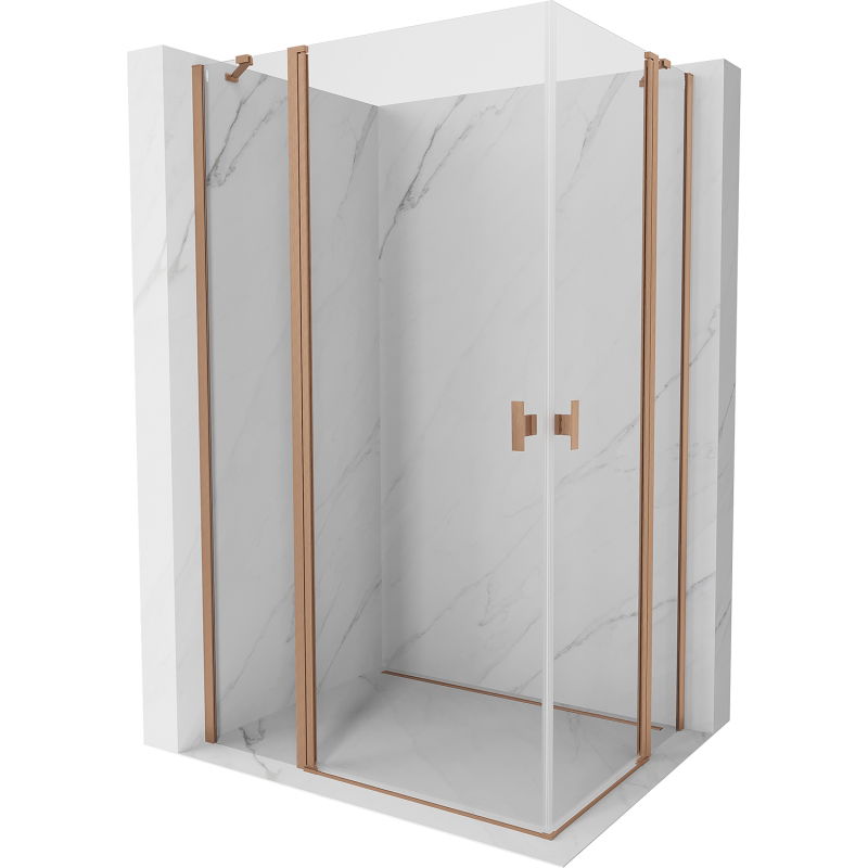 Mexen Mist Duo Duschkabine schwenkbar 80 x 70 cm, transparent, gebürstetes Kupfer - 8A4-080-070-65-00