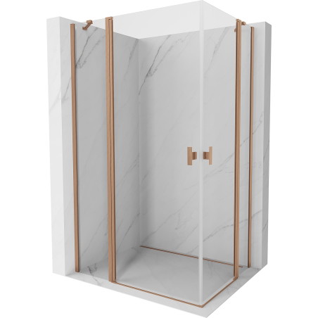 Mexen Mist Duo klizna tuš kabina 85 x 75 cm, prozirna, brušena bakar - 8A4-085-075-65-00