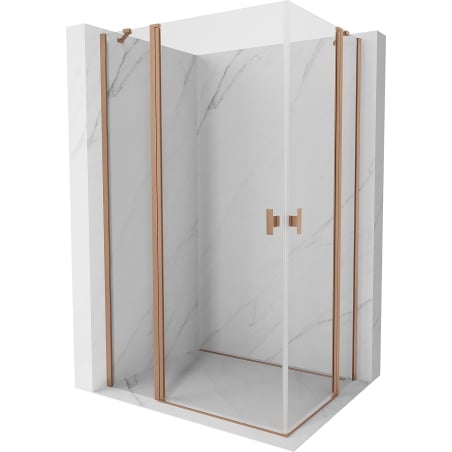Mexen Mist Duo cabine de douche pivotante 90 x 80 cm, transparent, cuivre brossé - 8A4-090-080-65-00