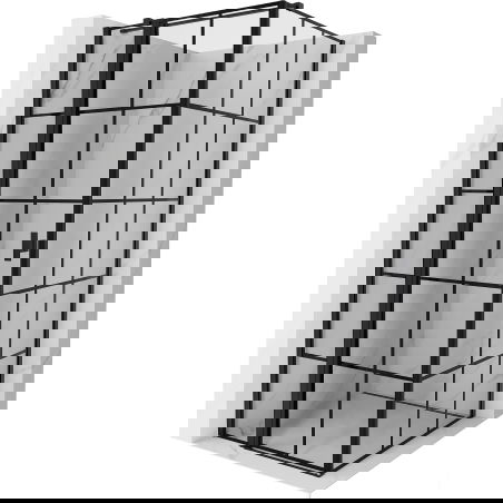 Mexen Mist T Duschkabine schwenkbar links 120 x 120 cm, schwarzes Gitter, schwarz - 8A4T-120-120-70-77-L