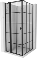 Mexen Mist T hinged left shower cabin 120 x 120 cm, black grid, black - 8A4T-120-120-70-77-L