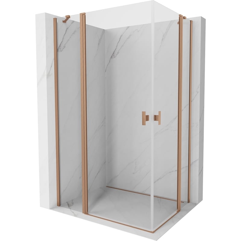 Mexen Mist Duo hinged dušikabiin 100 x 85 cm, läbipaistev, harjatud vasest - 8A4-100-085-65-00