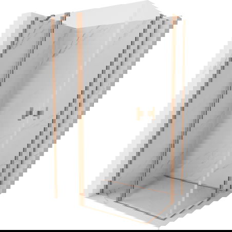 Mexen Mist Duo cabina doccia a battente 105 x 95 cm, trasparente, rame spazzolato - 8A4-105-095-65-00