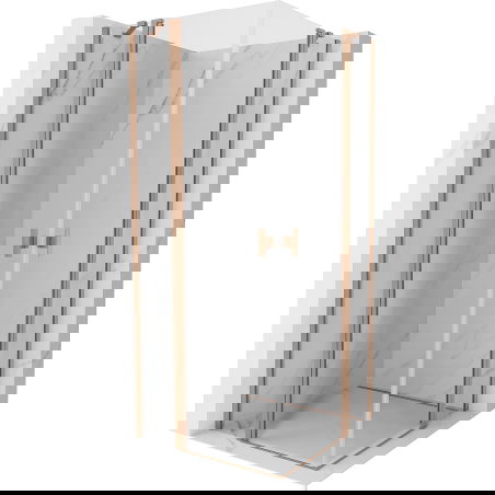 Mexen Mist Duo Duschkabine, schwenkbar, 115 x 115 cm, transparent, gebürstetes Kupfer - 8A4-115-115-65-00