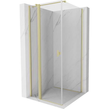 Mexen Mist T prozirna rotacijska tuš kabina 90 x 90 cm, četkana zlatna - 8A4T-090-090-55-00