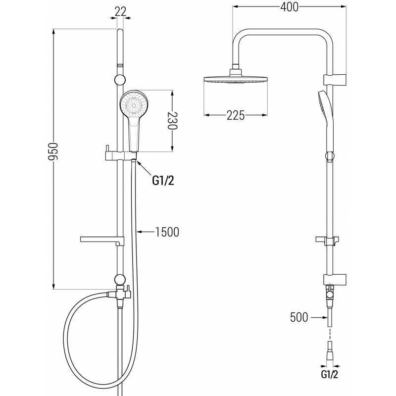 Mexen X05 columna de ducha, dorada/blanca - 798050591-50