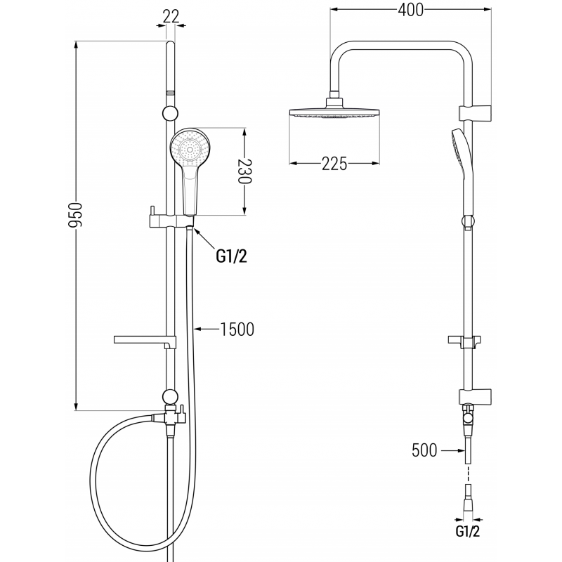 Mexen X05 columna de ducha, oro/blanco - 798050591-50