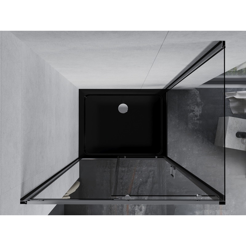 Mexen Apia klizna tuš kabina klizna 120 x 70 cm, prozirna, krom + plitica Flat, crna - 840-120-070-01-00-4070
