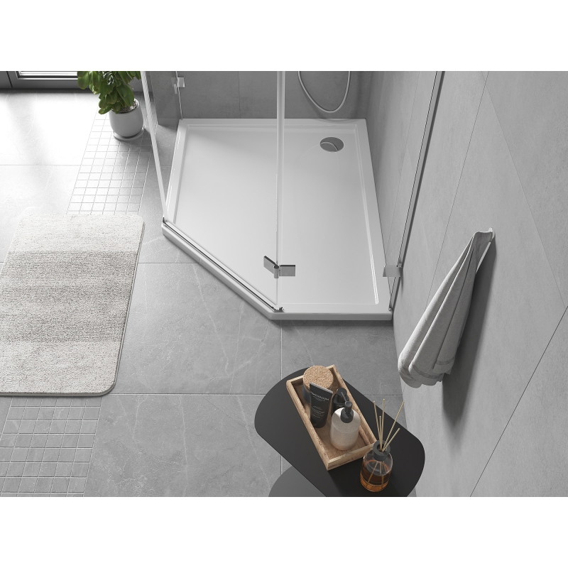 Mexen Flow slim lijeva peterokutna tuš-kada 90 x 80 cm, bijeli sjaj - 46P108090L