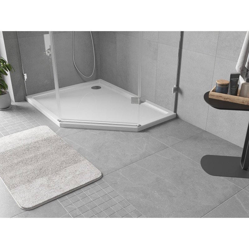 Mexen Flow brodzik pięciokątny slim lewy 90 x 80 cm, biały połysk - 46P108090L