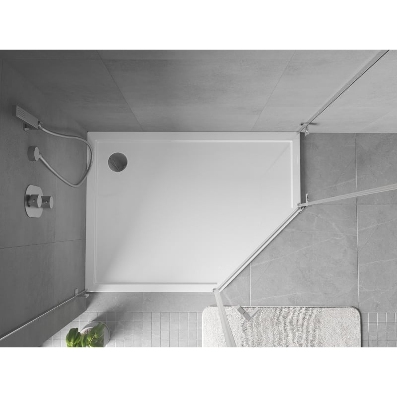 Mexen Flow slim left pentagonal shower tray 90 x 80 cm, white gloss - 46P108090L