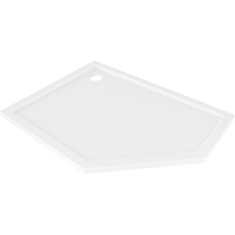Mexen Flow brodzik pięciokątny slim lewy 90 x 80 cm, biały połysk - 46P108090L