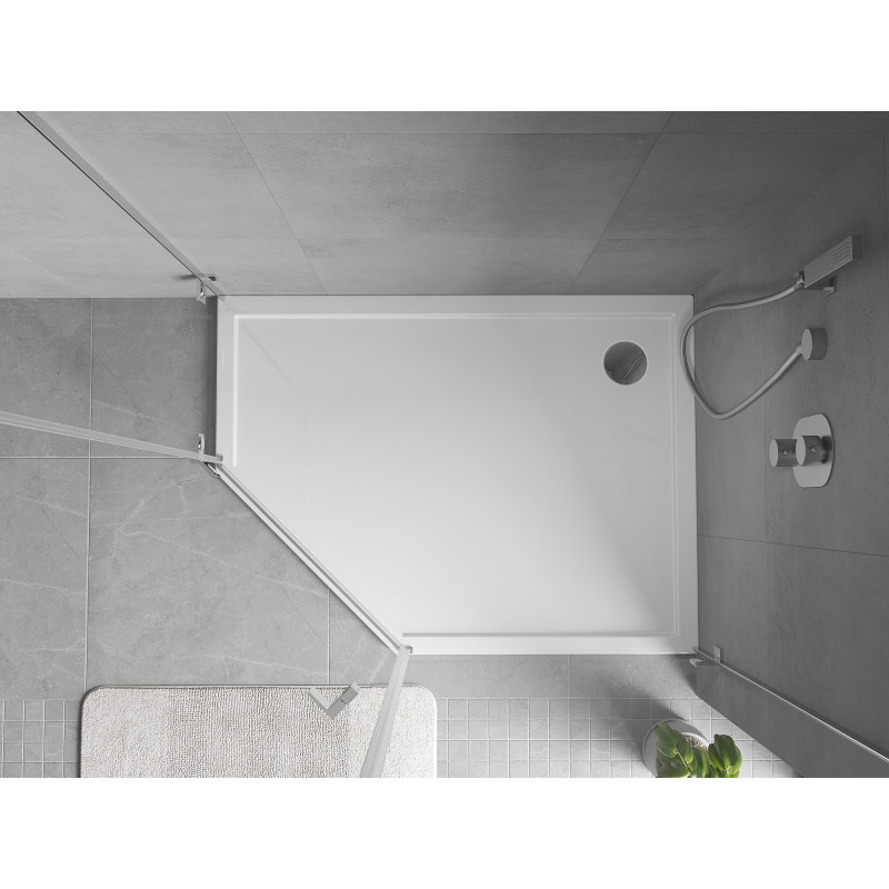Mexen Flow brodzik pięciokątny slim prawy 90 x 80 cm, biały połysk - 46P108090R