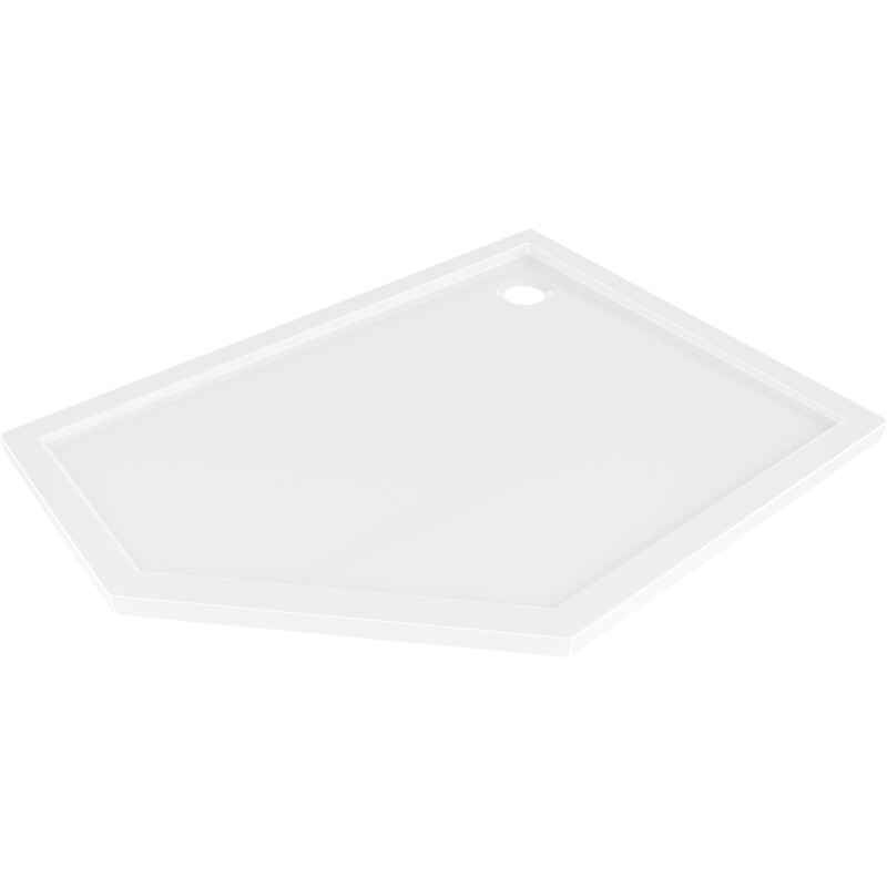 Mexen Flow brodzik pięciokątny slim prawy 90 x 80 cm, biały połysk - 46P108090R