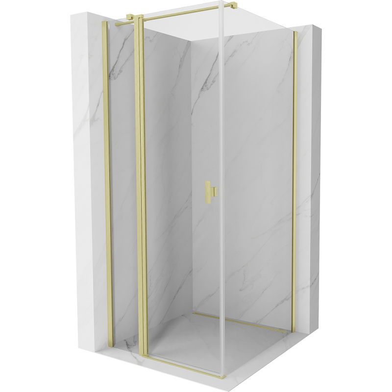 Mexen Mist T Duschkabine schwenkbar 100 x 100 cm, transparent, gebürstetes Gold - 8A4T-100-100-55-00