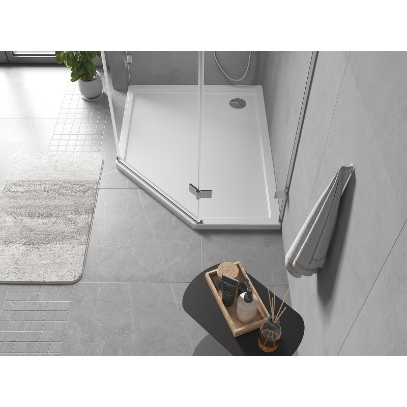 Mexen Flow brodzik pięciokątny slim lewy 100 x 80 cm, biały połysk - 46P108010L