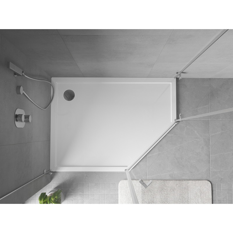 Mexen Flow viiekujuline dušinurgaga alus vasak 100 x 80 cm, valge läige - 46P108010L