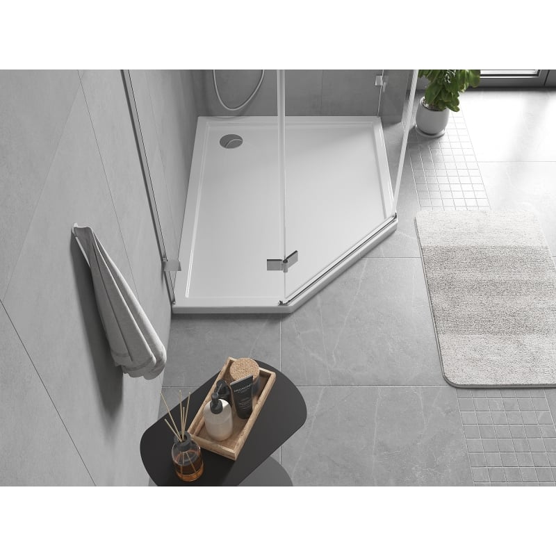Mexen Flow pentagonal slim shower tray right 100 x 80 cm, white gloss - 46P108010R