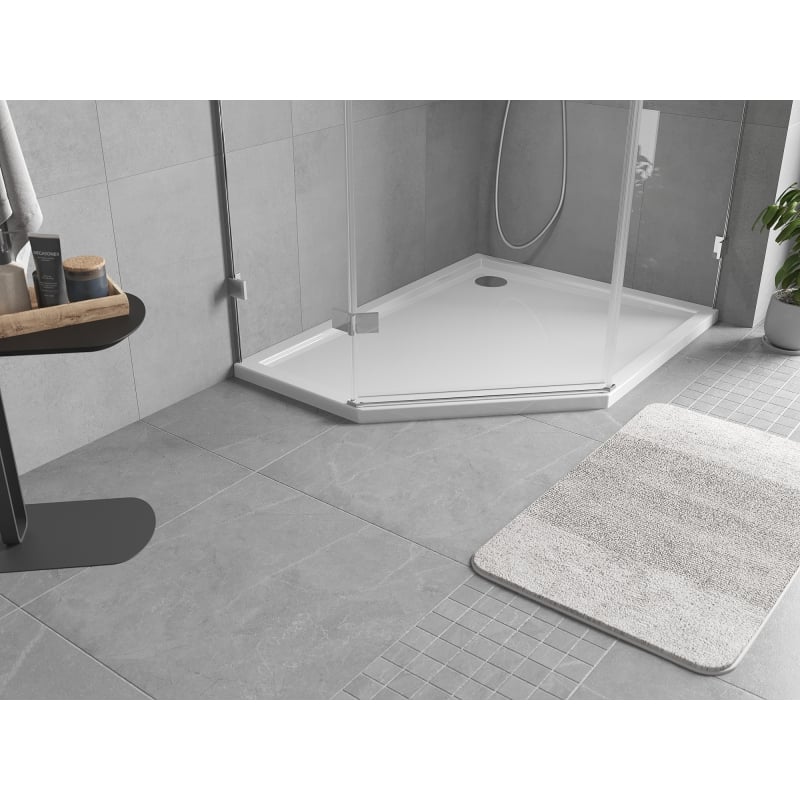 Mexen Flow brodzik pięciokątny slim prawy 100 x 80 cm, biały połysk - 46P108010R