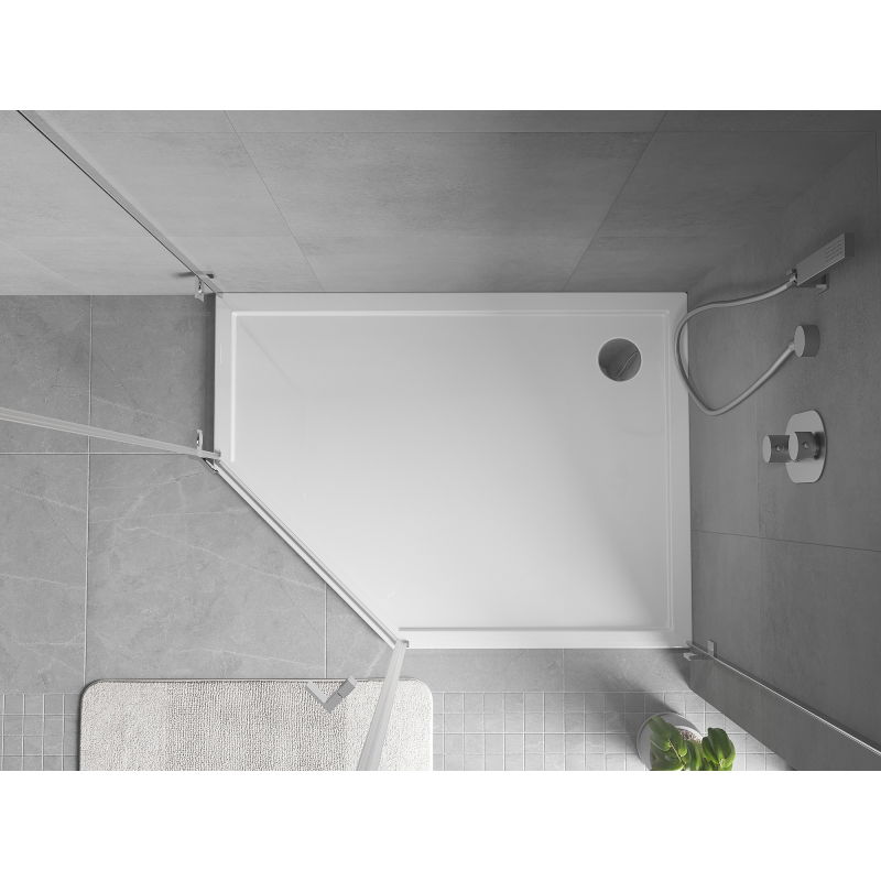 Mexen Flow Fünfeck-Duschwanne Slim Rechts 100 x 80 cm, Weiß Glanz - 46P108010R