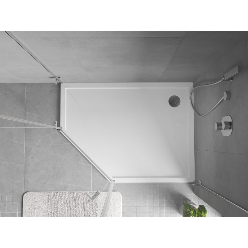 Mexen Flow pentagonal slim shower tray right 100 x 80 cm, white gloss - 46P108010R