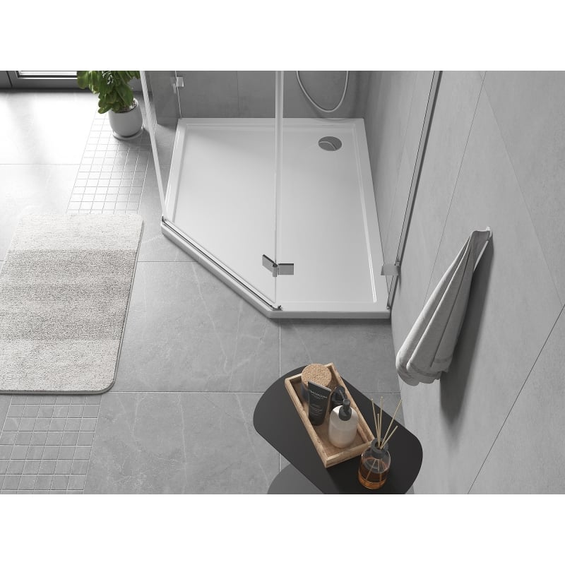 Mexen Flow brodzik pięciokątny slim lewy 100 x 90 cm, biały połysk - 46P109010L
