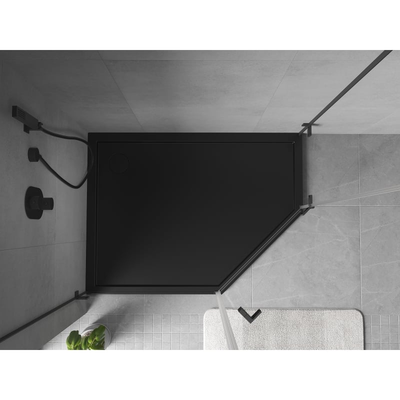 Mexen Flow brodzik pięciokątny slim lewy 90 x 80 cm, czarny mat - 46P708090L