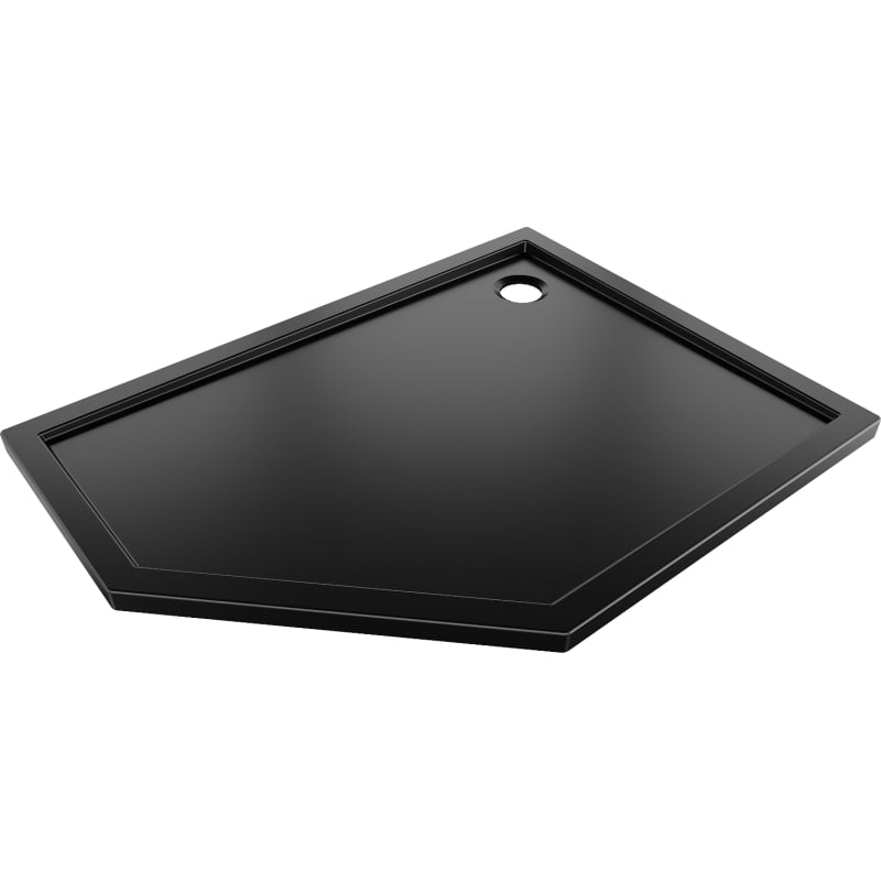 Mexen Flow plato de ducha pentagonal slim derecho 90 x 80 cm, negro mate - 46P708090R