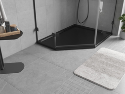 Mexen Flow vijfhoekige slanke douchebak rechts 90 x 80 cm, zwarte mat - 46P708090R