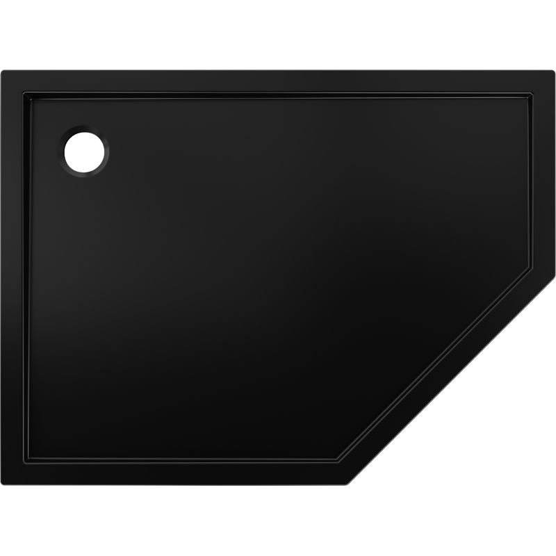 Mexen Flow receveur de douche pentagonal slim gauche 100 x 80 cm, noir mat - 46P708010L