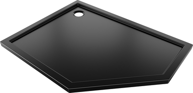 Mexen Flow receveur de douche pentagonal slim gauche 100 x 80 cm, noir mat - 46P708010L