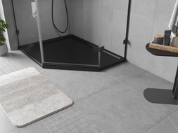 Mexen Flow viiekujuline dušialus slim vasak 100 x 80 cm, must matt - 46P708010L